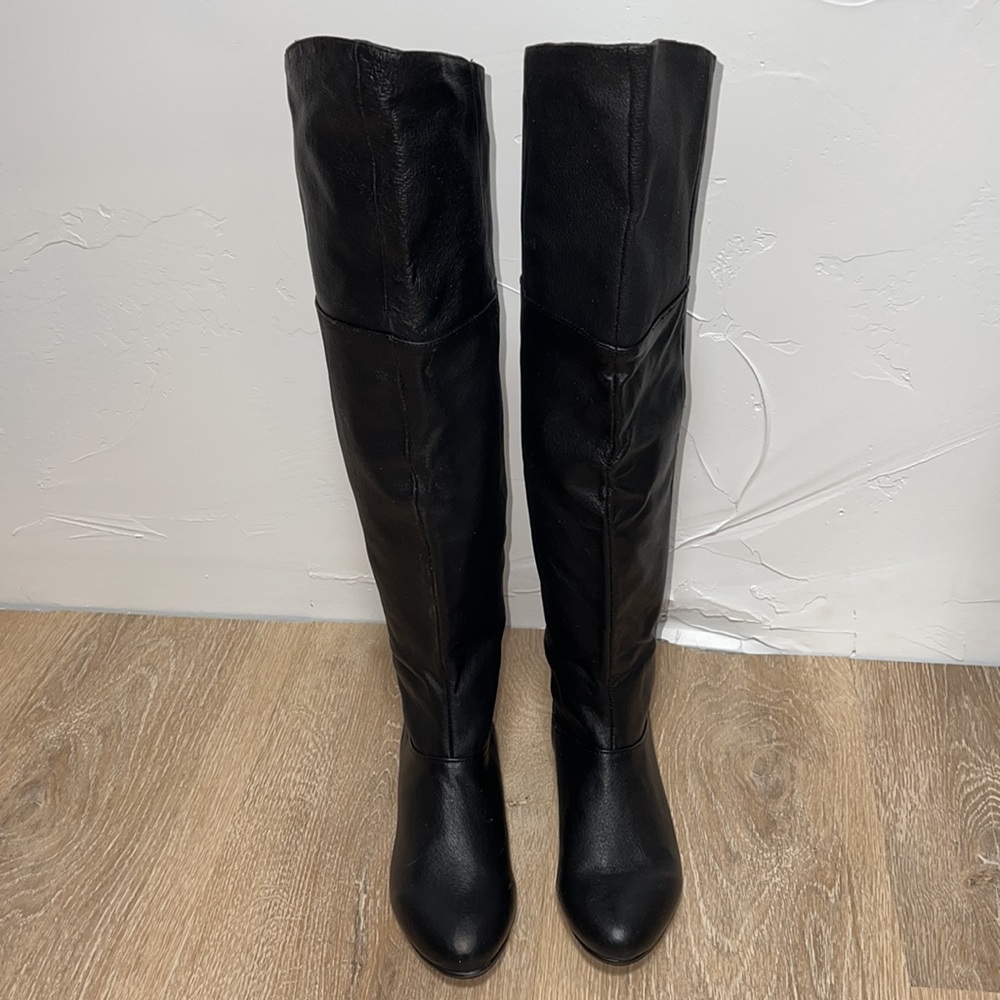 NIB Chinese Laundry Night Owl Leather Knee High Boots BLACK